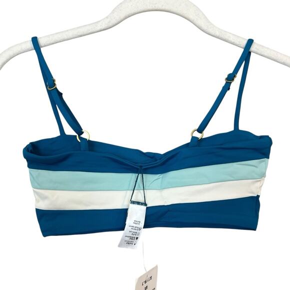 NWT l*space Rebel Stripe Bikini Top Mediterranean Cream Pool Blue sz XS Beach - Picture 4 of 7